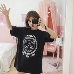 Gothic Moon Phase Cat T-Shirt