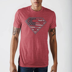 Superman Red Heather Americana Logo T-Shirt