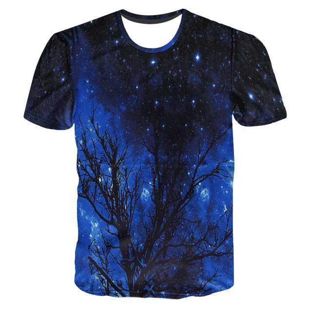 Blue Galaxy Tree 3D T-Shirt
