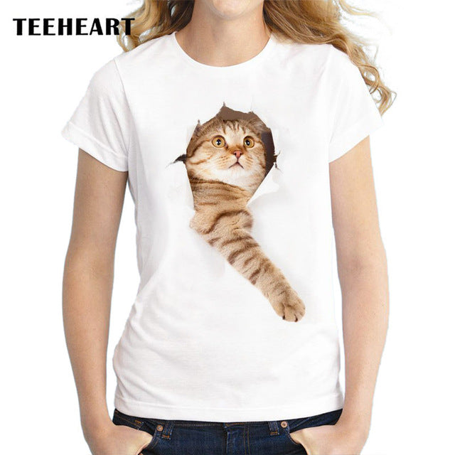 3D Cute Cat Women's T-Shirts