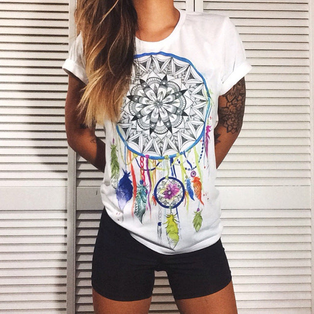 Tshirt 2017 Summer Women Designer Clothing T-shirt Print Punk Rock Fashion Graphic Tees European T Shirt Fashion White Unicorn